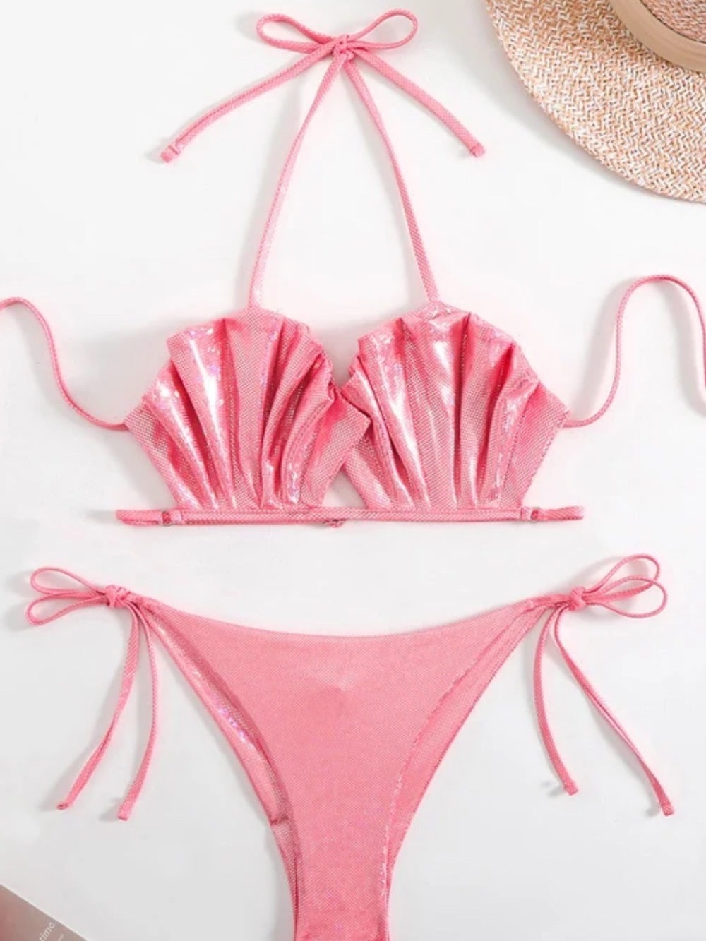 Shimmer Pink Mermaid 🧜‍♀️ Shell-Style Bikini Set